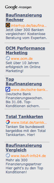 Google AdSense mit Favicons Favicons bei Textanzeigen