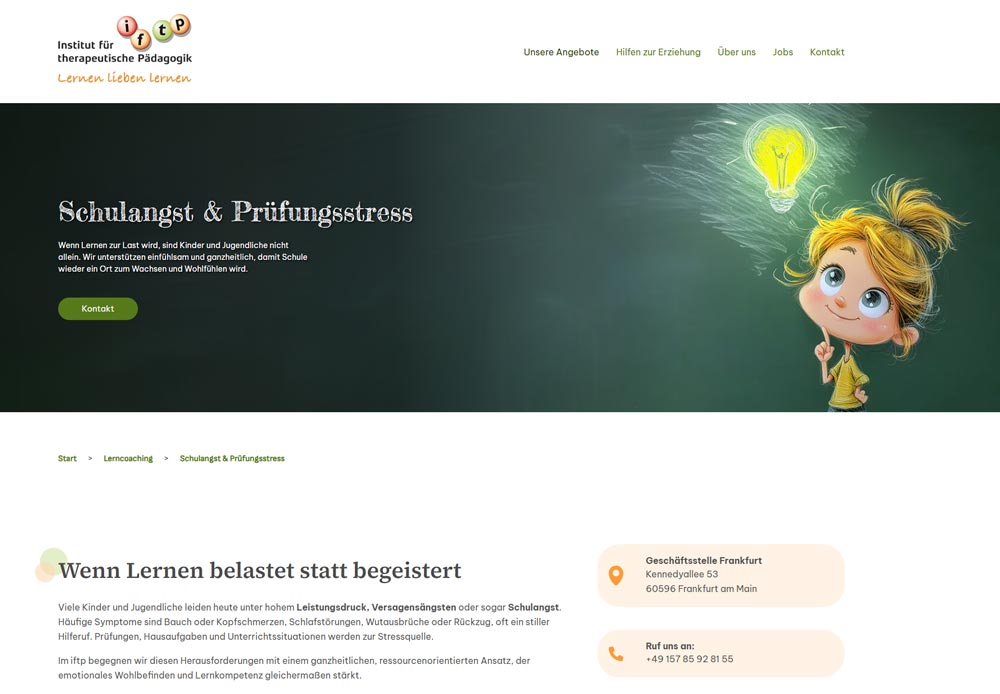 Beispielwebseite eines Kunden mit eigenem Bildkonzept