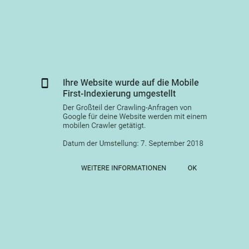 Mobile First Indexierung Meldung Search Console