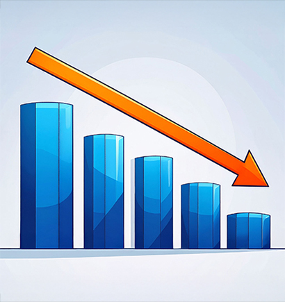 Säulendiagramm zeigt immer kleiner werdende Säulen an.