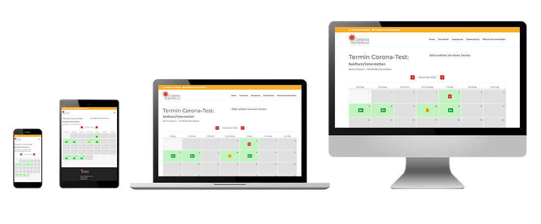 Responsive Webdesign Mockup des Projekts corona-teststelle.de