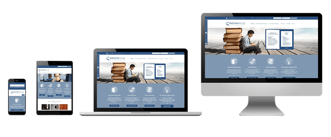 Responsive Webdesign Mockup des Projekts rediroma-verlag.de