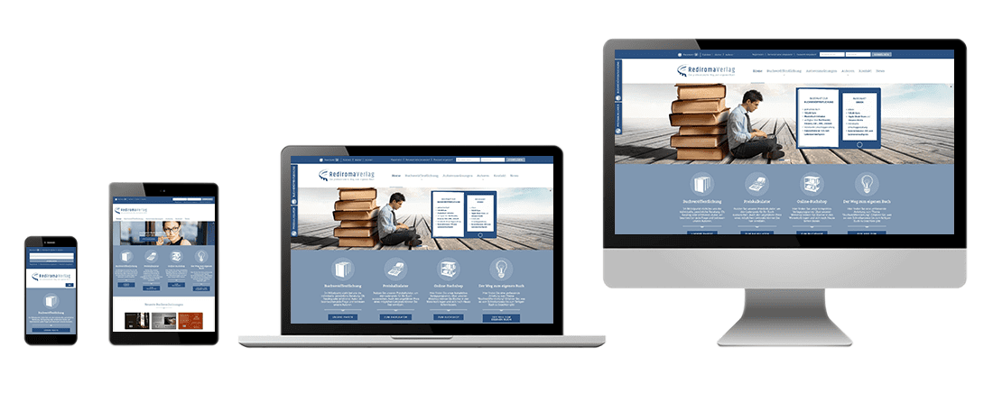 Responsive Webdesign Mockup des Projekts rediroma-verlag.de 